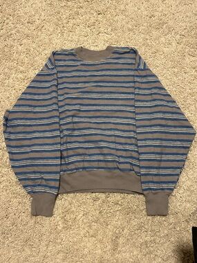 Urban Outfitters Striped Crewneck Sweater in Gray and Blue